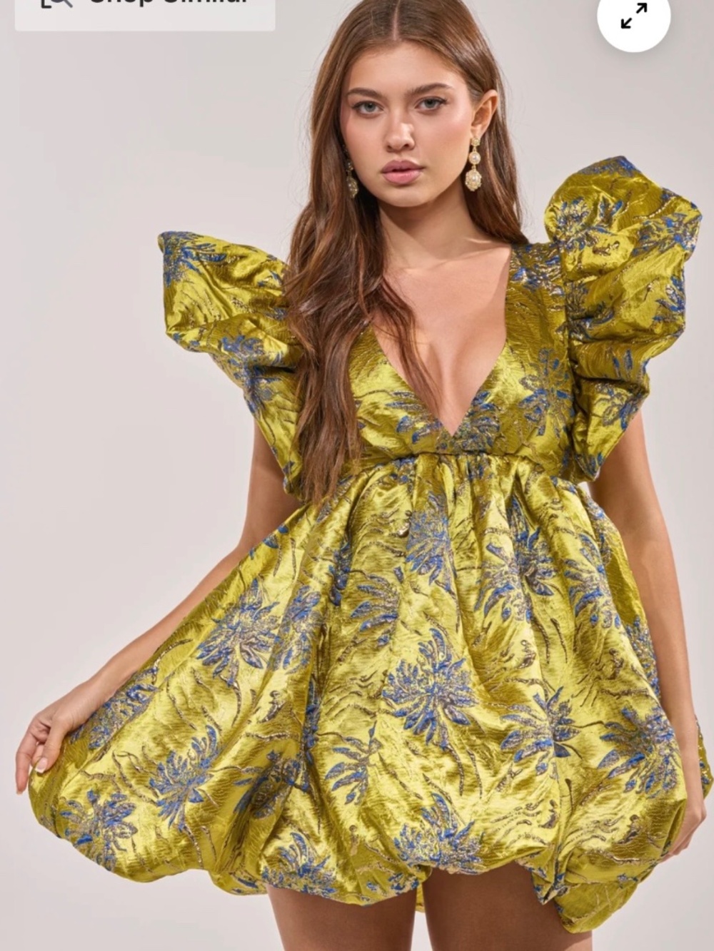 Akira Main Character Energy Green Brocade Dress